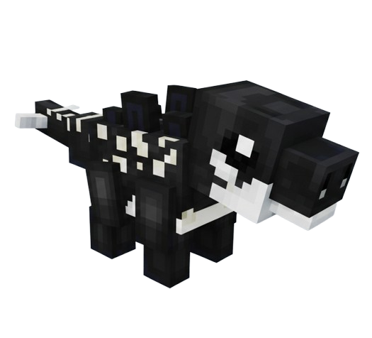 Black dino mascot running in the parade